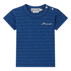 Bonpoint - Tom Gestreiftes Bio-Baumwolle T-Shirt | Königsblau