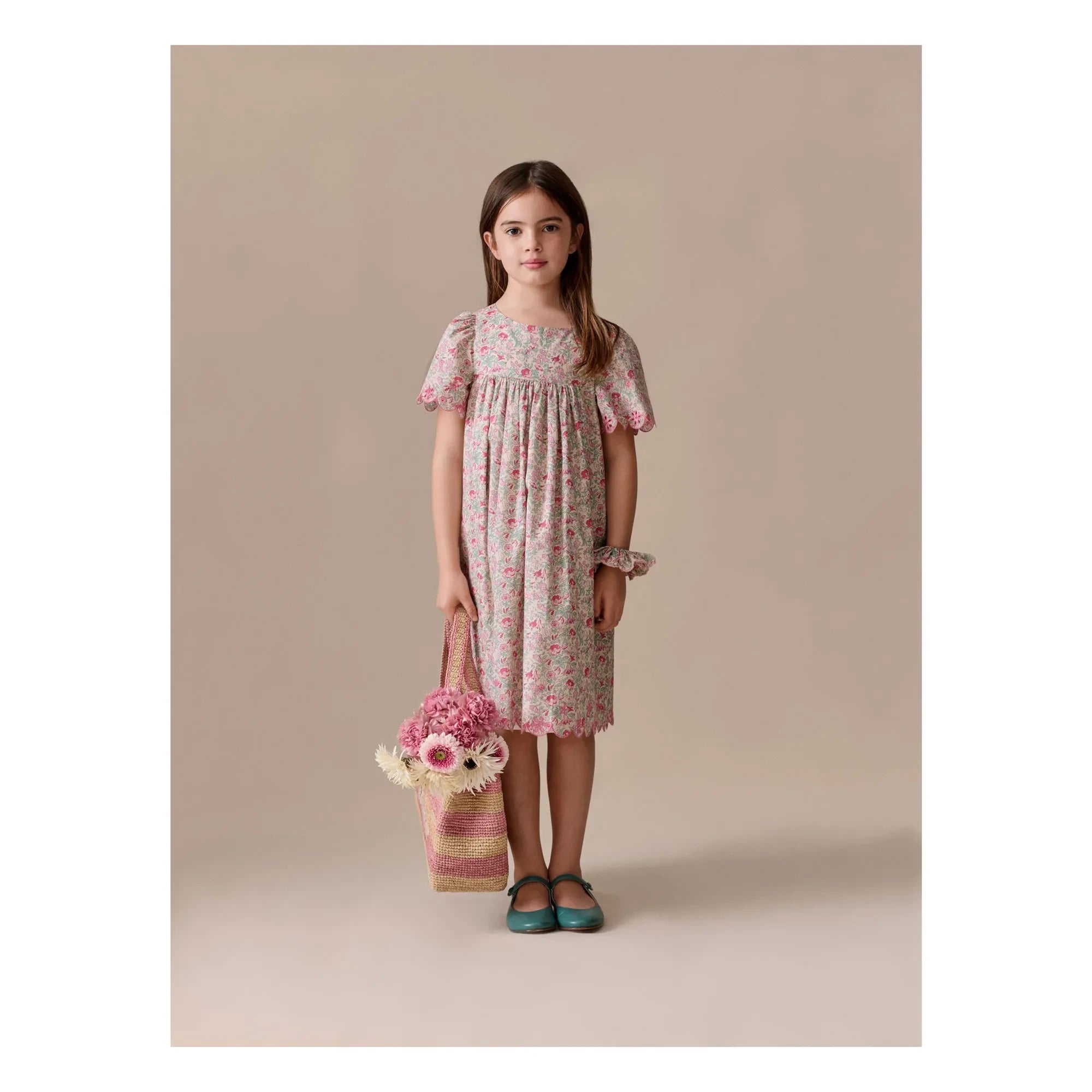 Bonpoint – Lysiane Fleurie Rüschenkleid aus Bio-Baumwolle | Rosa