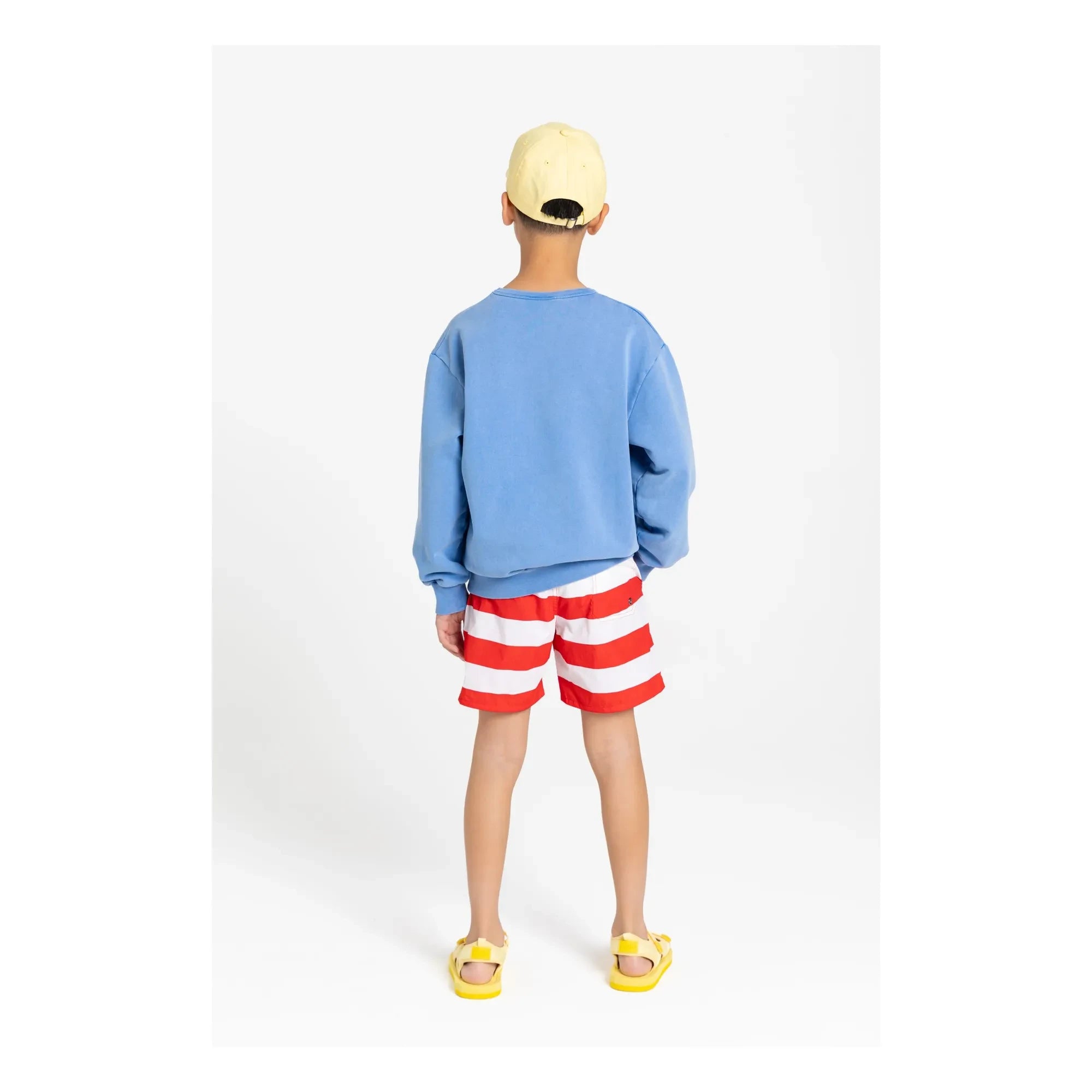 Smallable Kid - Archie Gestreifte Badeshorts | Dunkelrot