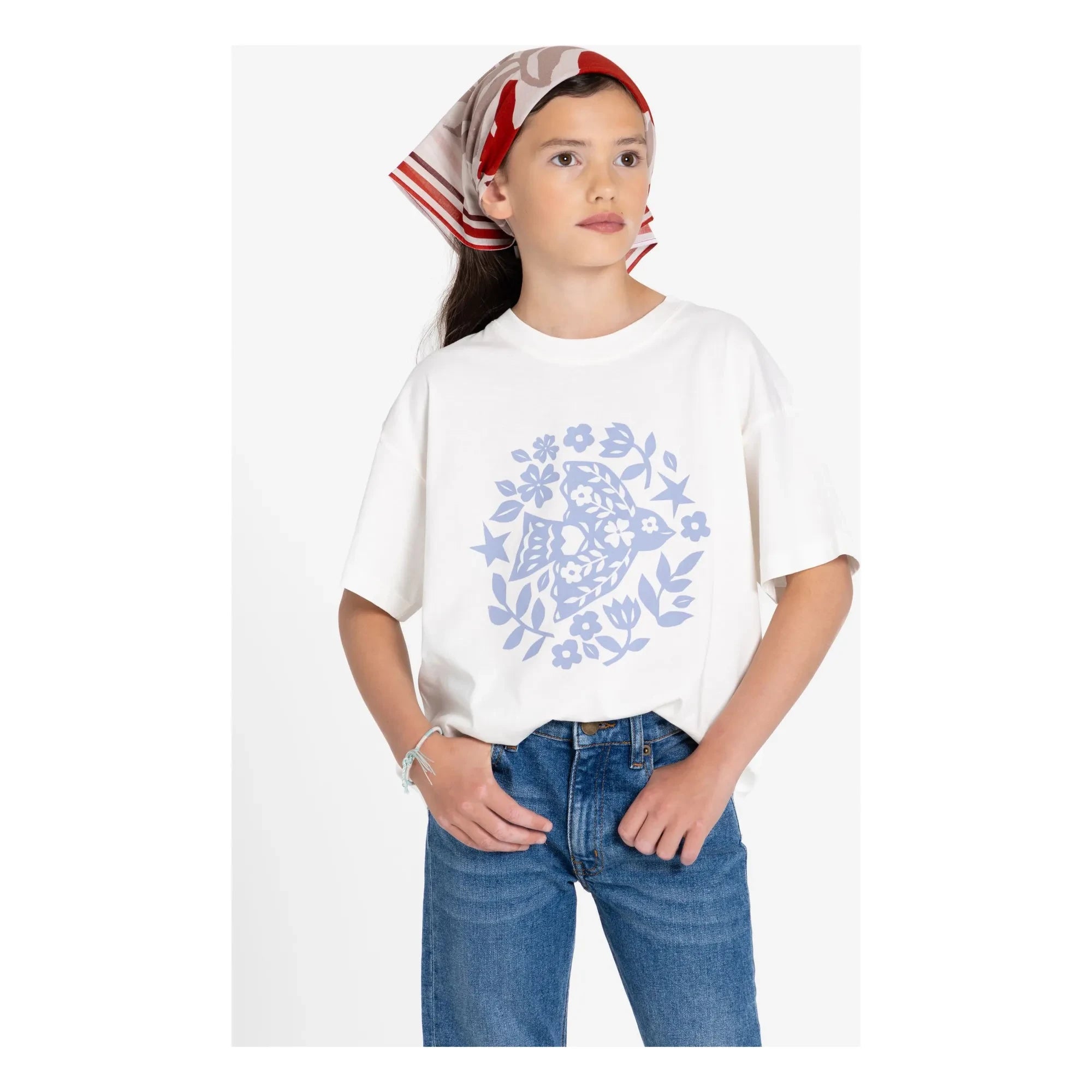 Hundred Pieces - Luna Oiseau organik pamuklu tişört | Beyaz