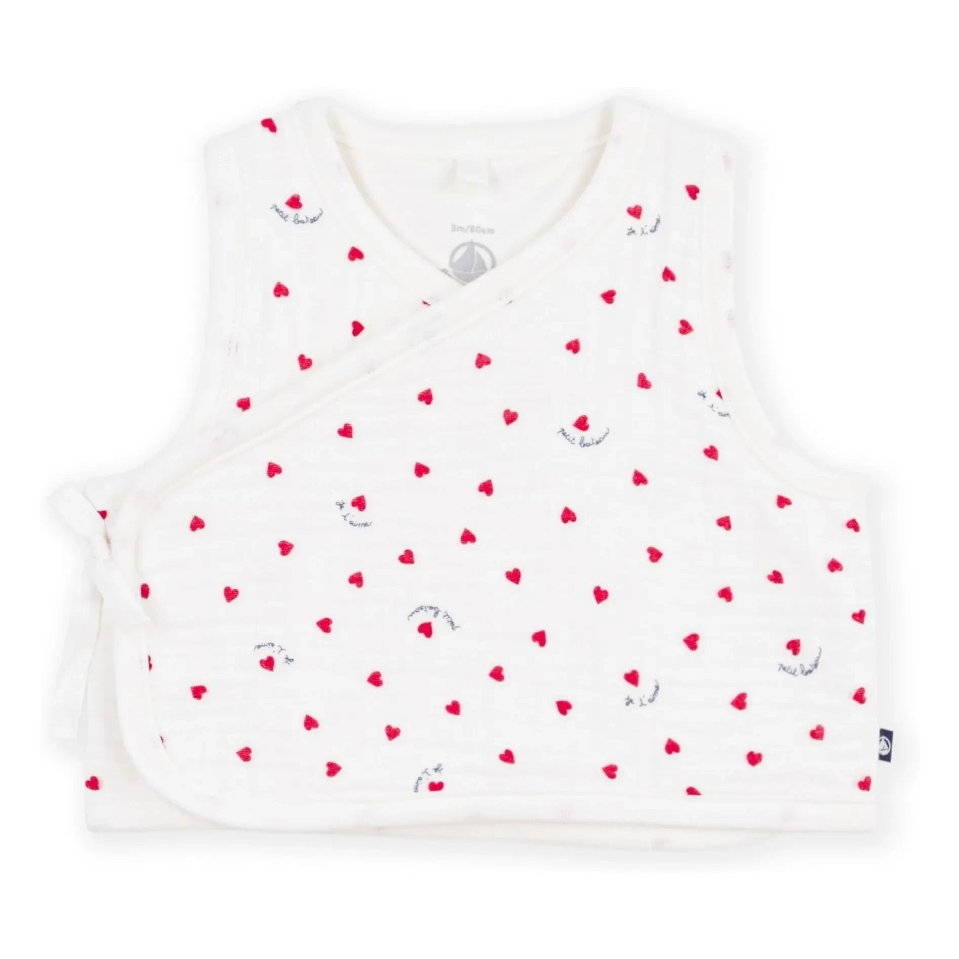 Petit Bateau - Organik Pamuk Kırışık Pamuk Gaze Kruvaze Yelek | Beyaz
