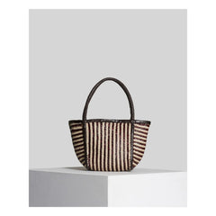 Vipera - Rubinrote Ledertasche mit Streifen | Elfenbein