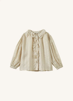 Caramel - Cora Gestreiftes Blusenshirt | Taupe Braun