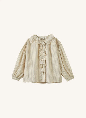 Caramel - Cora Gestreiftes Blusenshirt | Taupe Braun