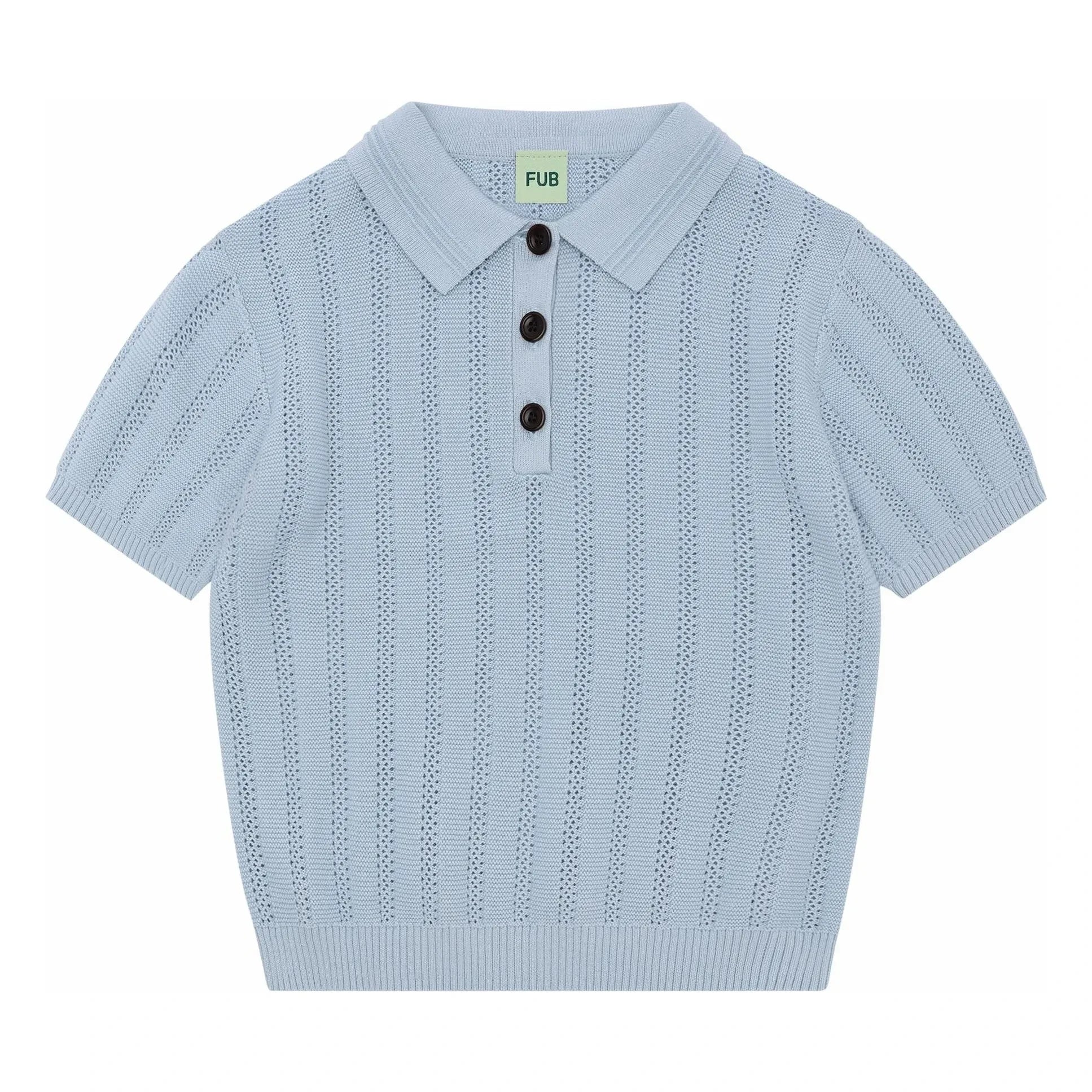 FUB - Poloshirt aus Bio-Baumwolle mit Feinstrickstruktur | Hellblau