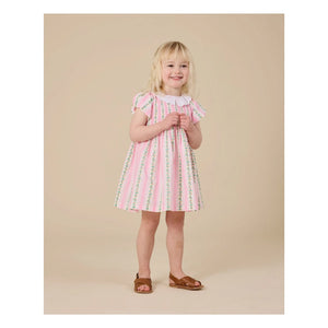 Goldie + Ace - Gestreiftes gerafftes Kleid | Rosa