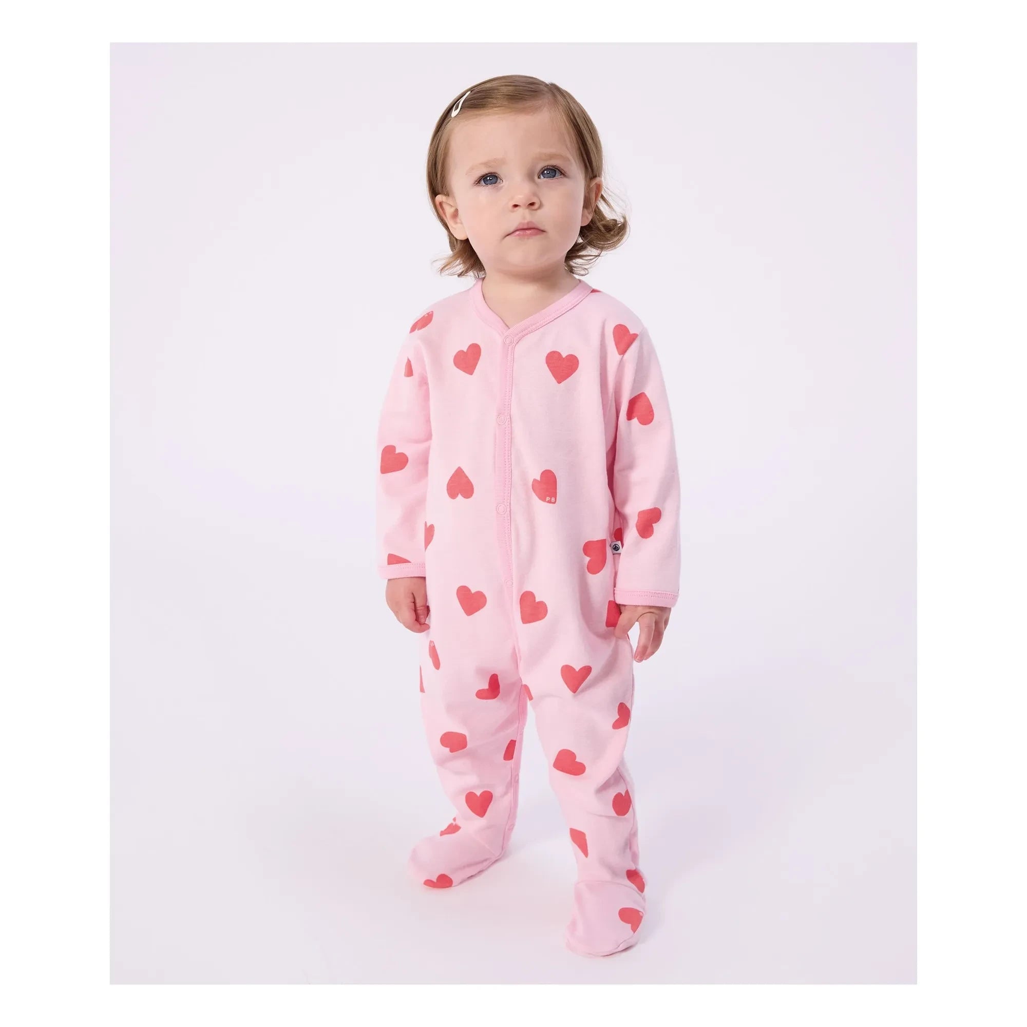 Petit Bateau - Gute Nacht Herzen PB Schlafanzug | Rosa