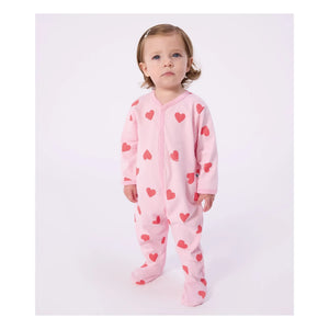 Petit Bateau - Gute Nacht Herzen PB Schlafanzug | Rosa