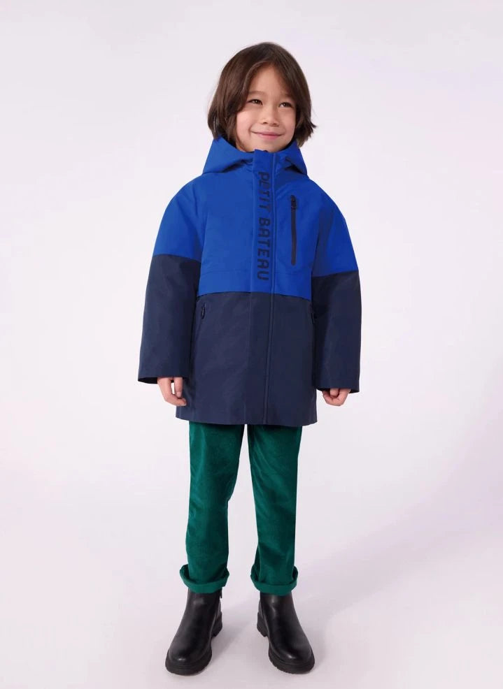 Petit Bateau - Renk bloklu parka | Mavi