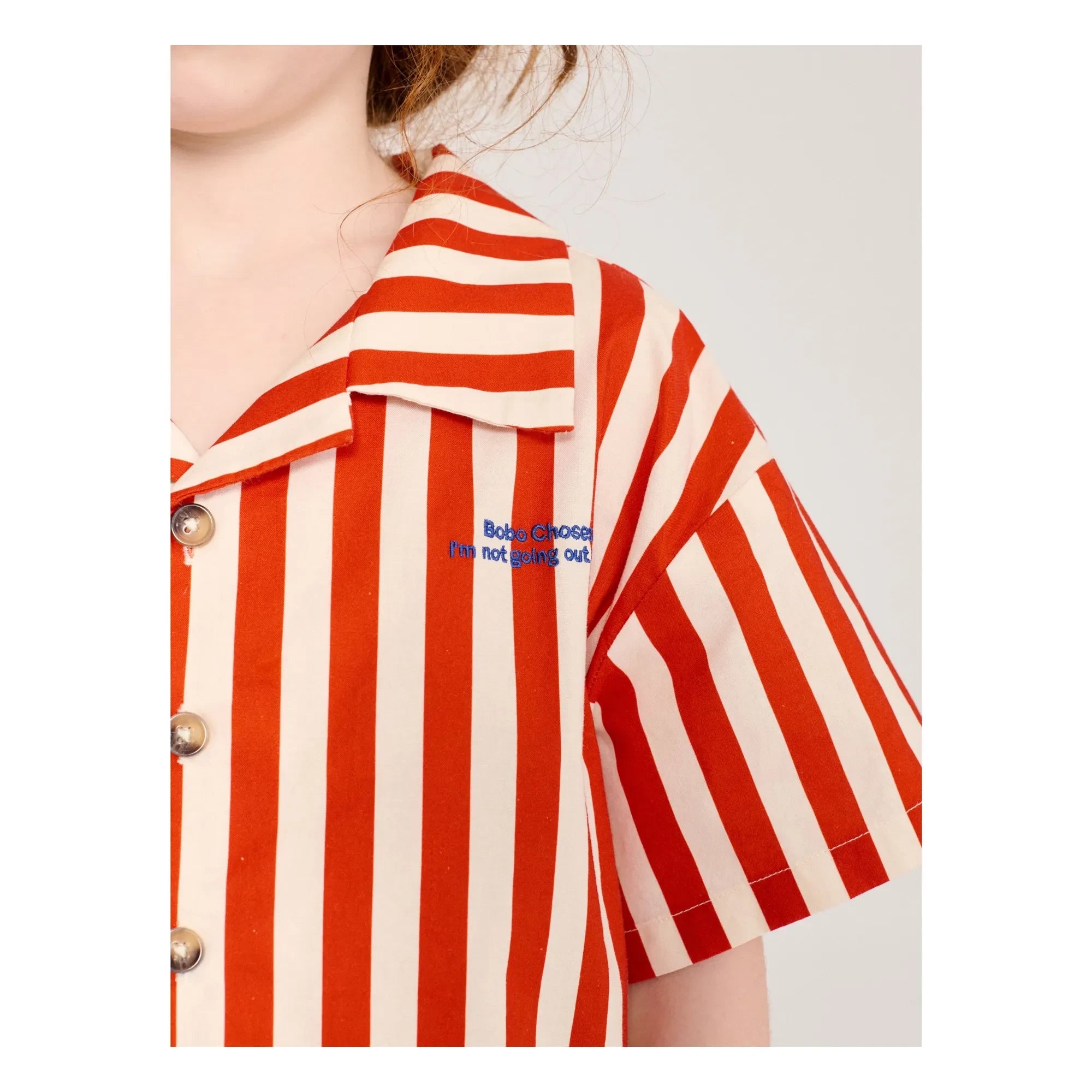 Bobo Choses - Gestreiftes Bio-Baumwoll Hemd und Shorts Set | Rot