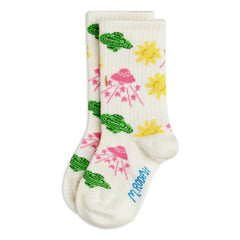 Mini Rodini – Socken aus Bio-Baumwolle mit All-Over-Print | Ecru
