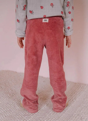 Studio Bohème - Charly Organischer Baumwollvelours Leggings | Himbeerrot
