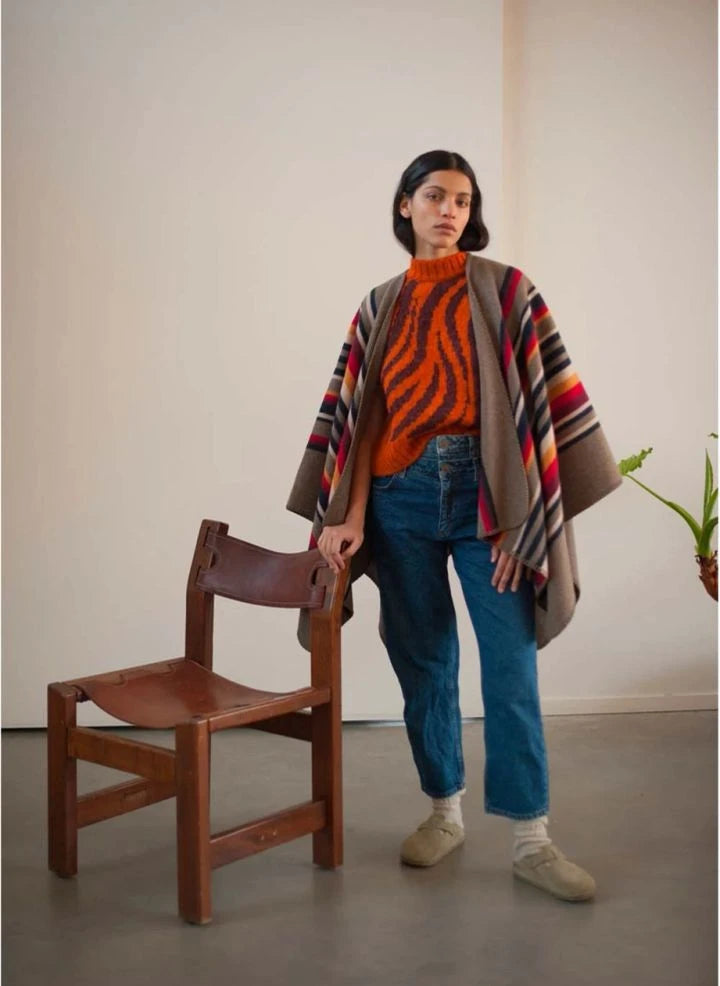 La Méricaine - Apache Recyceltes Woll-Cape | Erdbraun