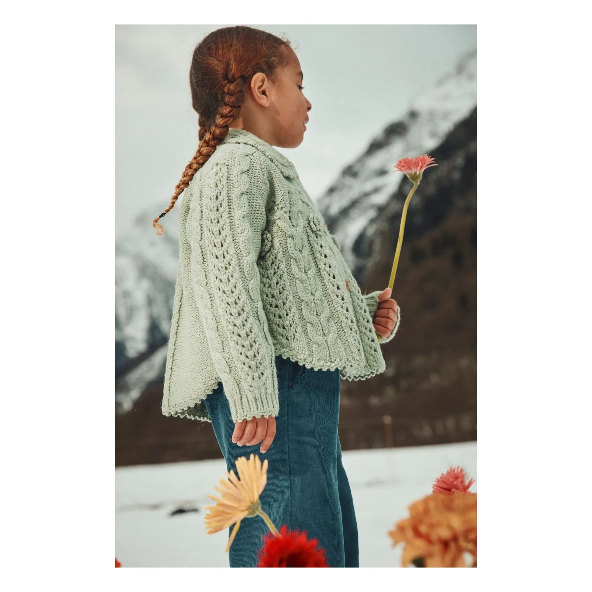Louise Misha - Khellana Woll-Poncho-Cardigan | Mandelgrün