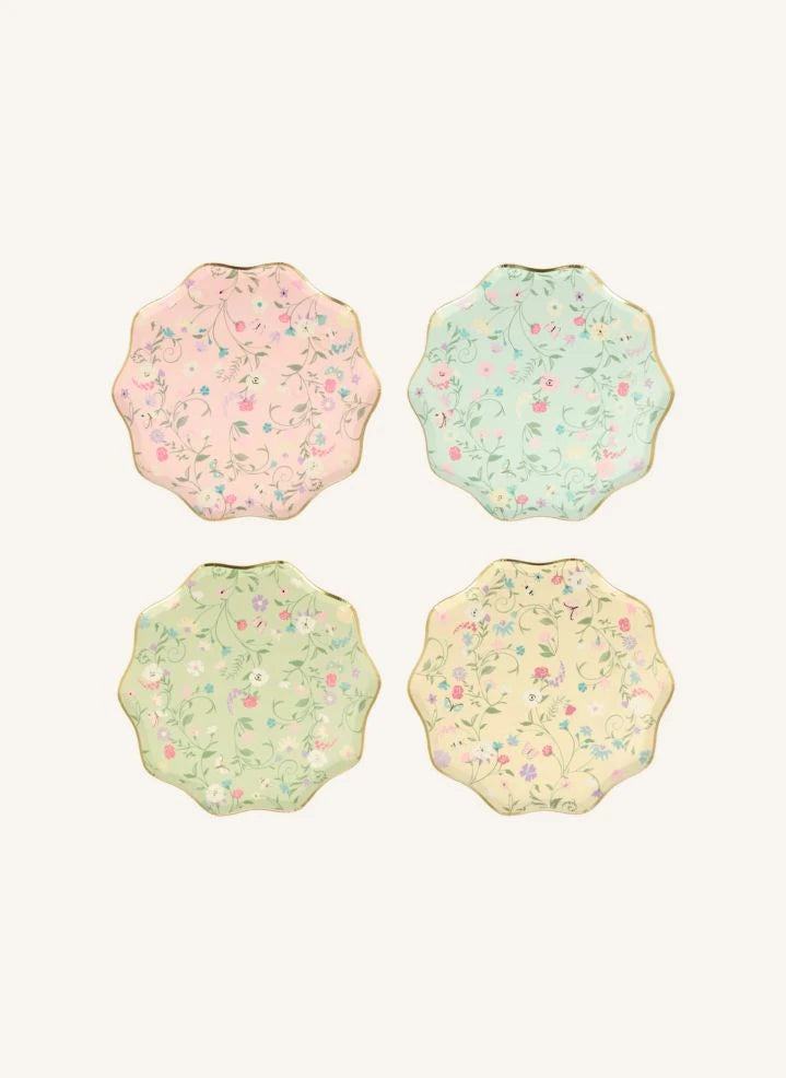 Meri Meri - Ladurée Pappteller mit kleinem Blumenmuster - 8er Set