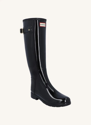 Hunter - Goldverzierte Leder Wellington Reitstiefel | Glänzend Schwarz