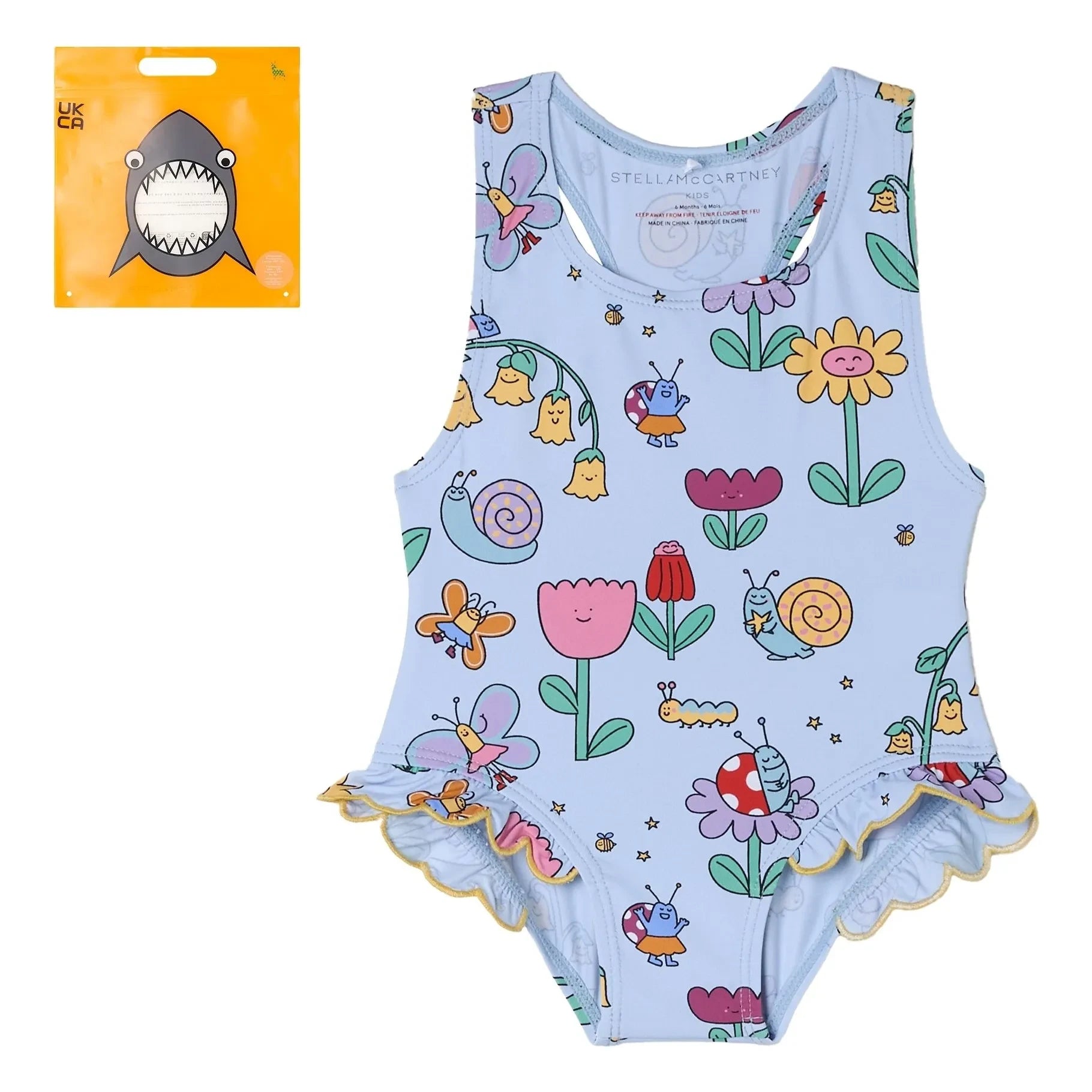 Stella McCartney Kids – Badeanzug mit Blumenmuster | Hellblau