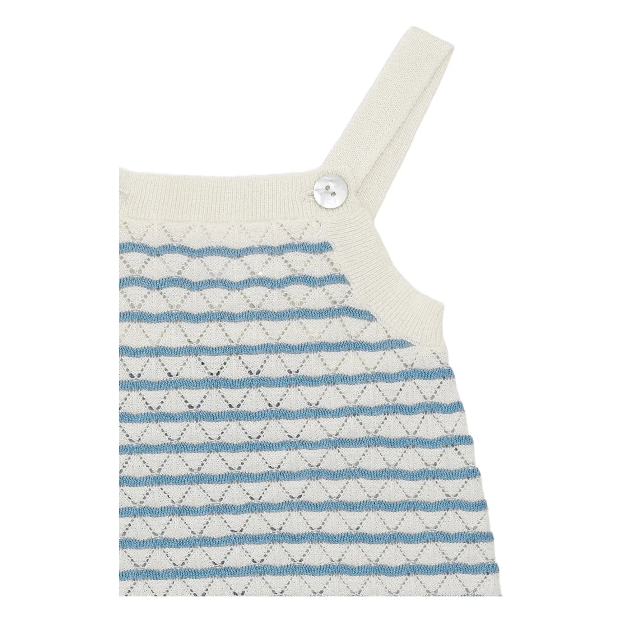 FUB - Bio-Baumwolle Fein Gestrickte Gestreifte Lochmuster Tragetasche | Azurblau