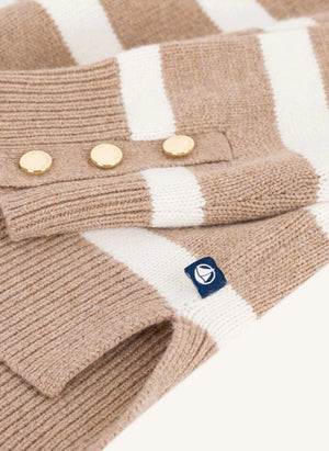 Petit Bateau - Gestreifter Wolle Rollkragenpullover | Beige