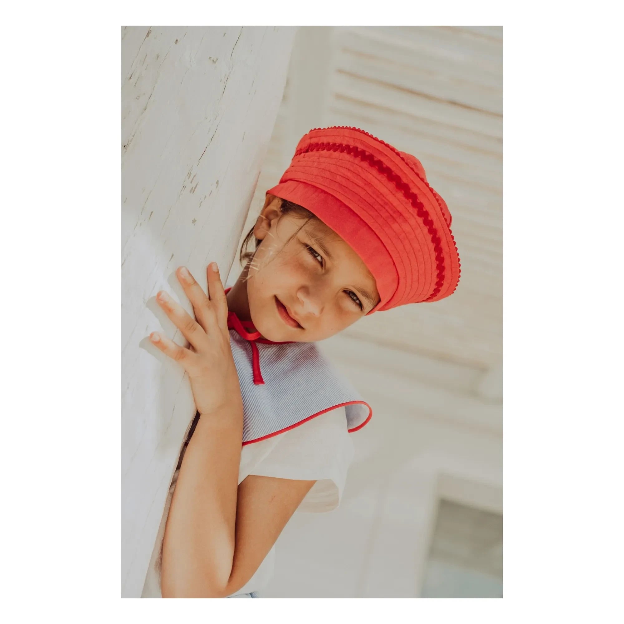 THE LiTTLE POETS - Augustina Gestreifter Abnehmbarer Kragen aus recycelten Fasern | Blau