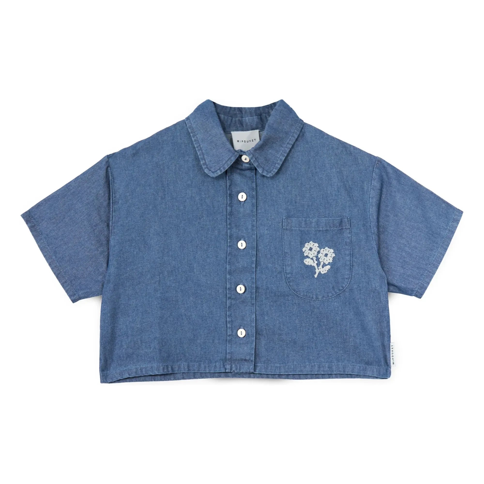Mipounet - Jeanshemd Amélie Fleurs Baumwolle BCI | Blau