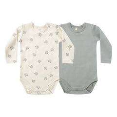 Quincy Mae - Set aus 2 Stramplern aus Bio-Baumwolle mit Bärenmotiv | Grau-blau