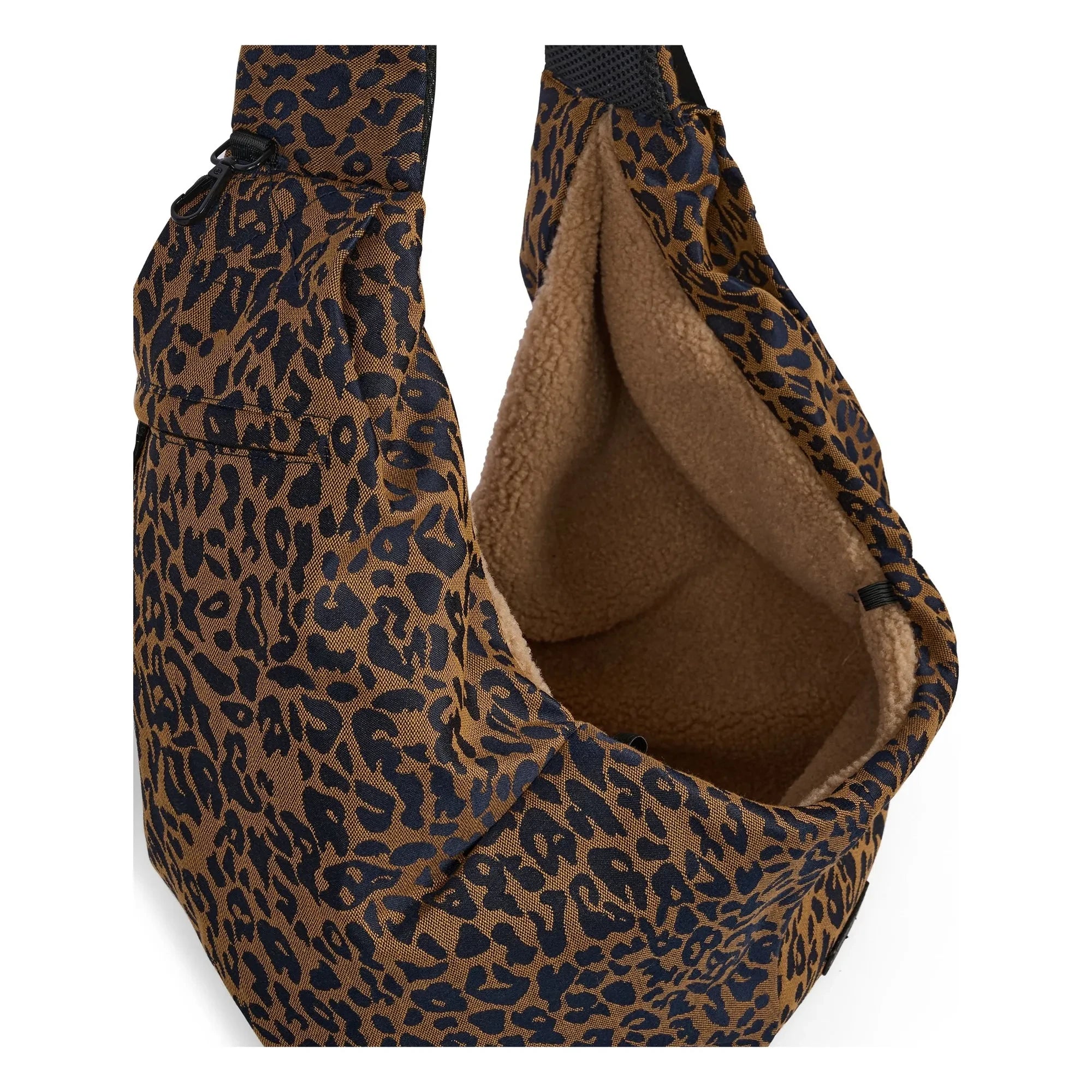 Caramel & Cie - Promenade Crossbody-Tasche mit Leoparden-Hundemotiv | Braun