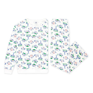 Petit Bateau - Eyfel Kulesi Organik Pamuk Pijama | Beyaz