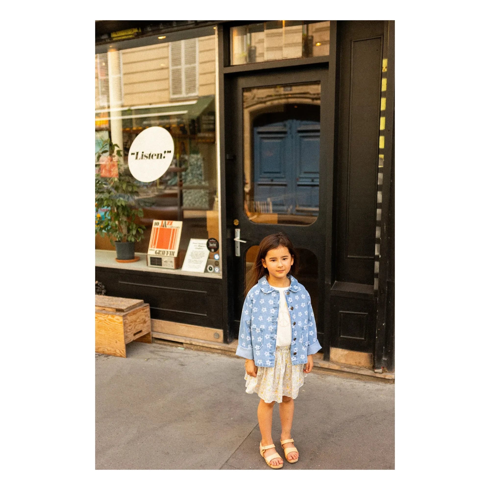 Louis Louise - Geblümte Braune Jeansjacke | Hellblau