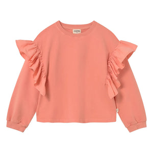 Cozmo - Eira Volant-Sweatshirt aus Bio-Baumwolle | Koralle
