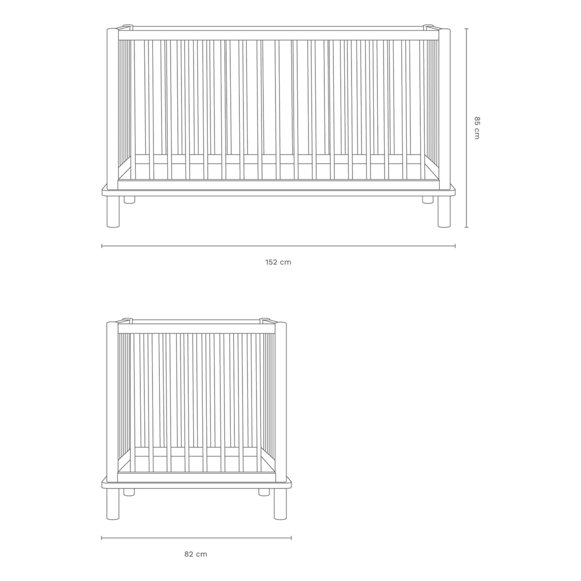 Nobodinoz - Latitude 70x140 umwandelbares Babybett und Juniorbett-Verlängerung | Eiche