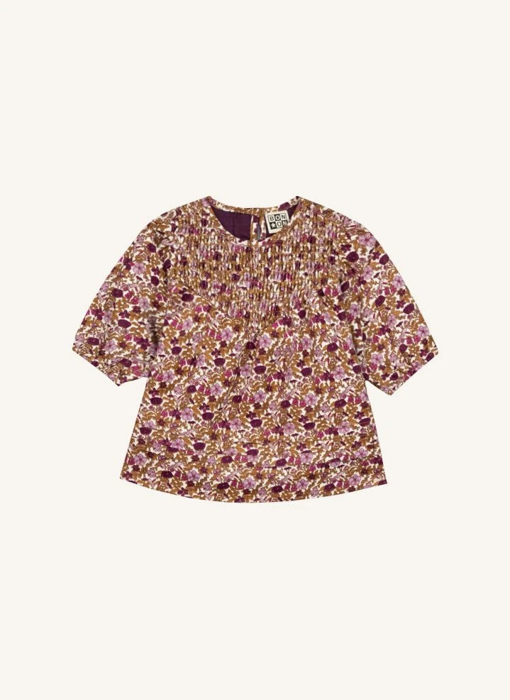 Bonton - Perle Fleurie gerafftes Babykleid | Karamell