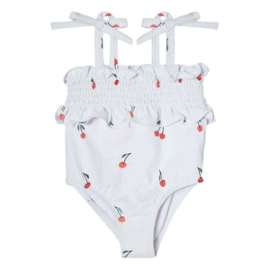 Tocoto Vintage - Cerises Froncé Badeanzug | Weiß