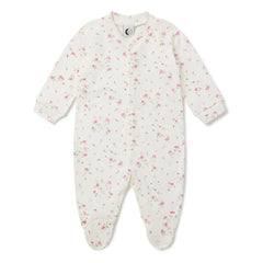 Sleepy Doe - Schlafanzug mit Füßlingen und Blumenmuster aus Bio-Baumwolle | Weiß