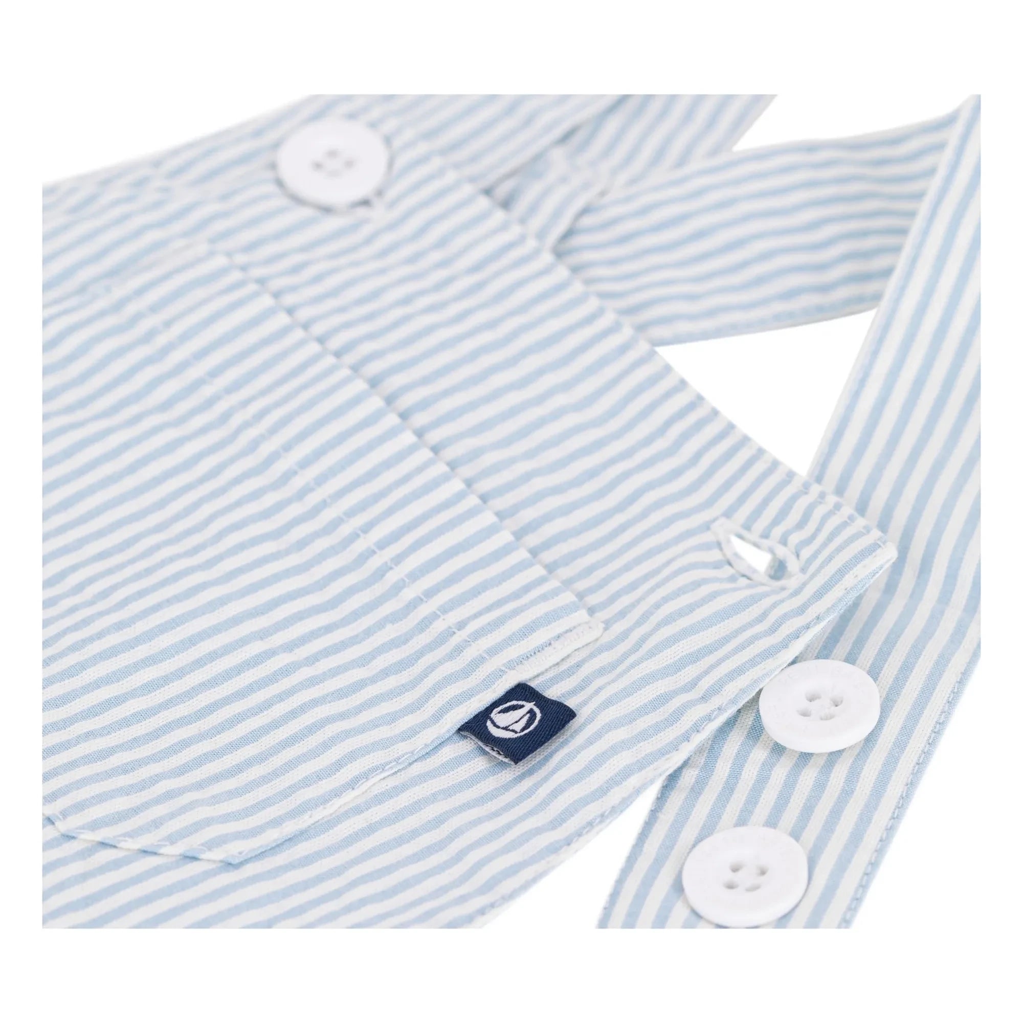 Petit Bateau - Gestreifte Seersucker Bio-Baumwoll-Kurzlatzhose | Hellblau