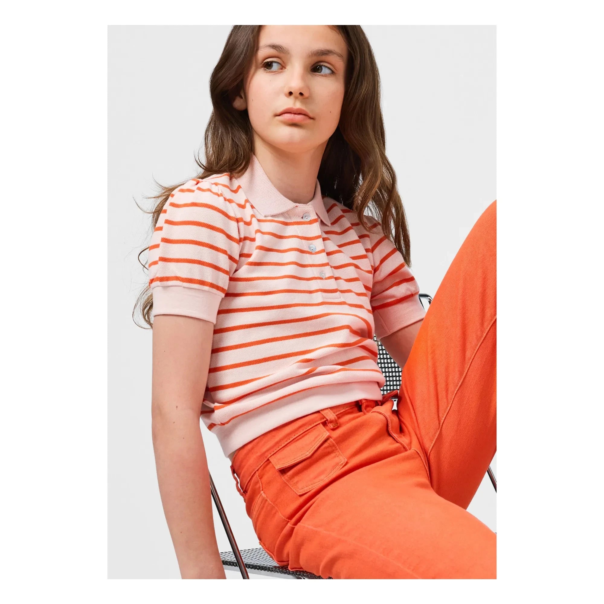 Molo - Raki Gestreiftes Bio-Baumwolle Polo-Shirt | Hellrosa