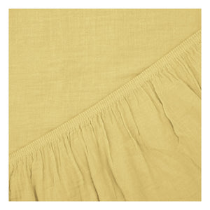 Haomy - Spannbetttuch aus Baumwoll-Voile | Strohgelb