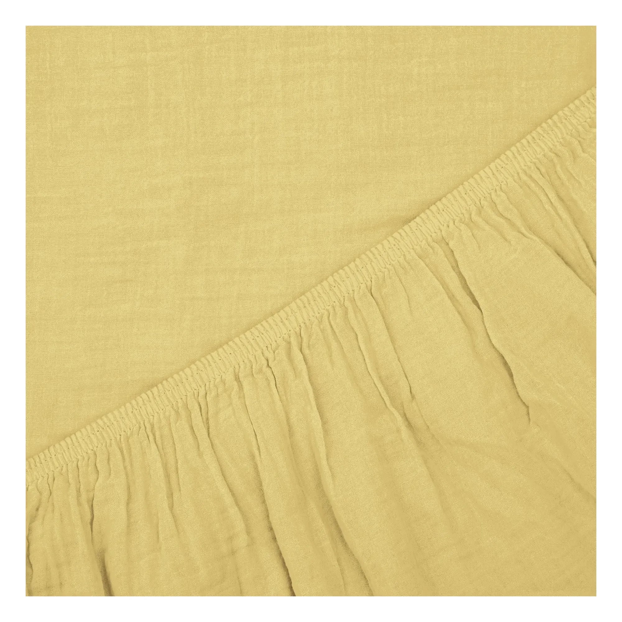 Haomy - Spannbetttuch aus Baumwoll-Voile | Strohgelb