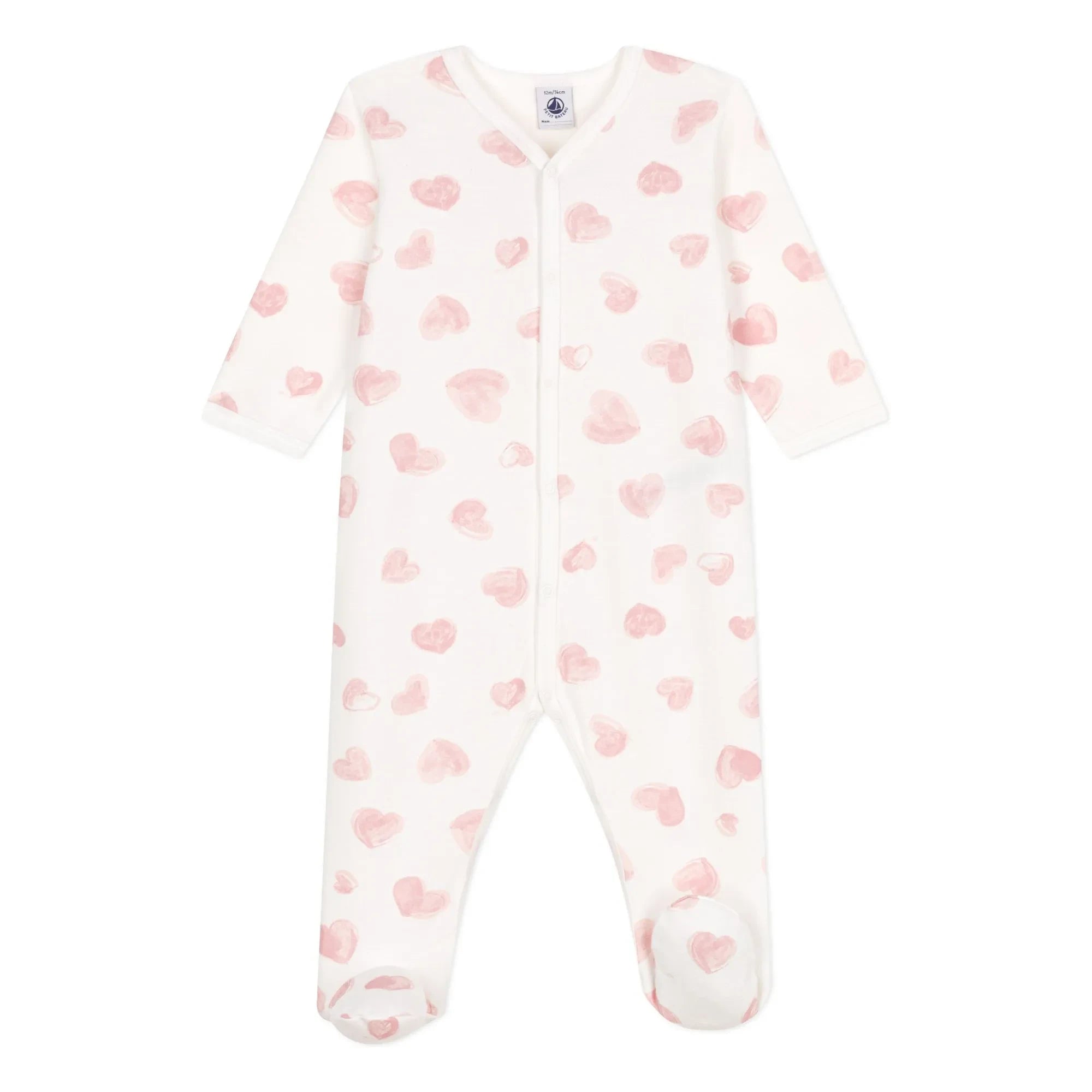 Petit Bateau - Pyjama Sleep Well Dicke Herzen Bio-Baumwolle | Rosa