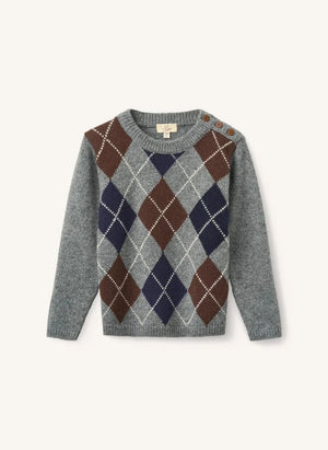 Copenhagen Colors - Gri Argyle Yün Kazak