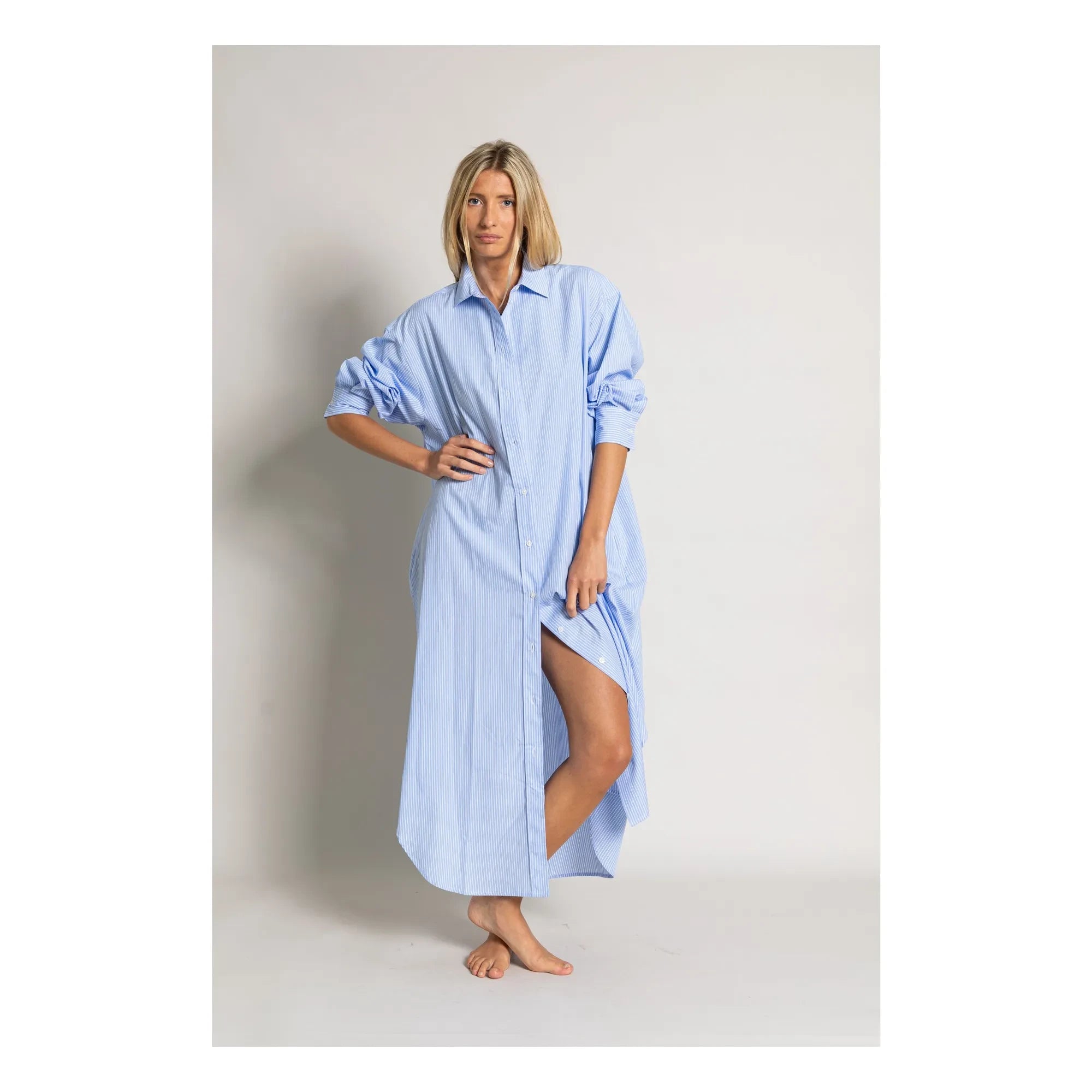 Smallable Woman - Melissa Gestreiftes Hemdkleid | Hellblau