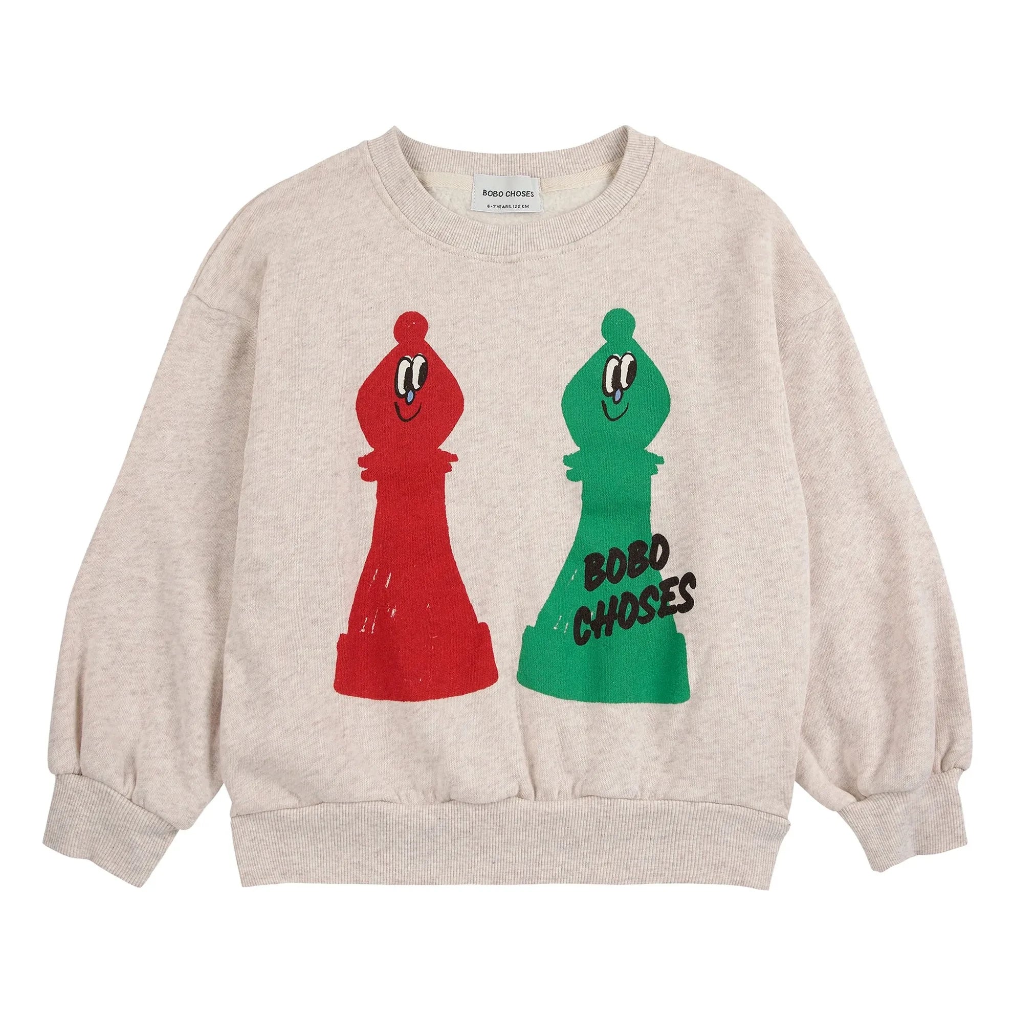 Bobo Choses - Chess Sweat Bio-Baumwolle | Heather Beige