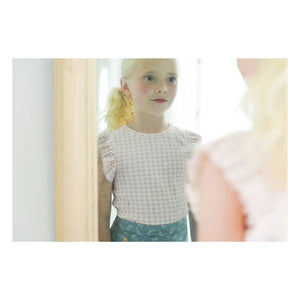 Soor Ploom - Pointelle Rüschen Gingham Bio-Baumwoll-T-Shirt | Rosa