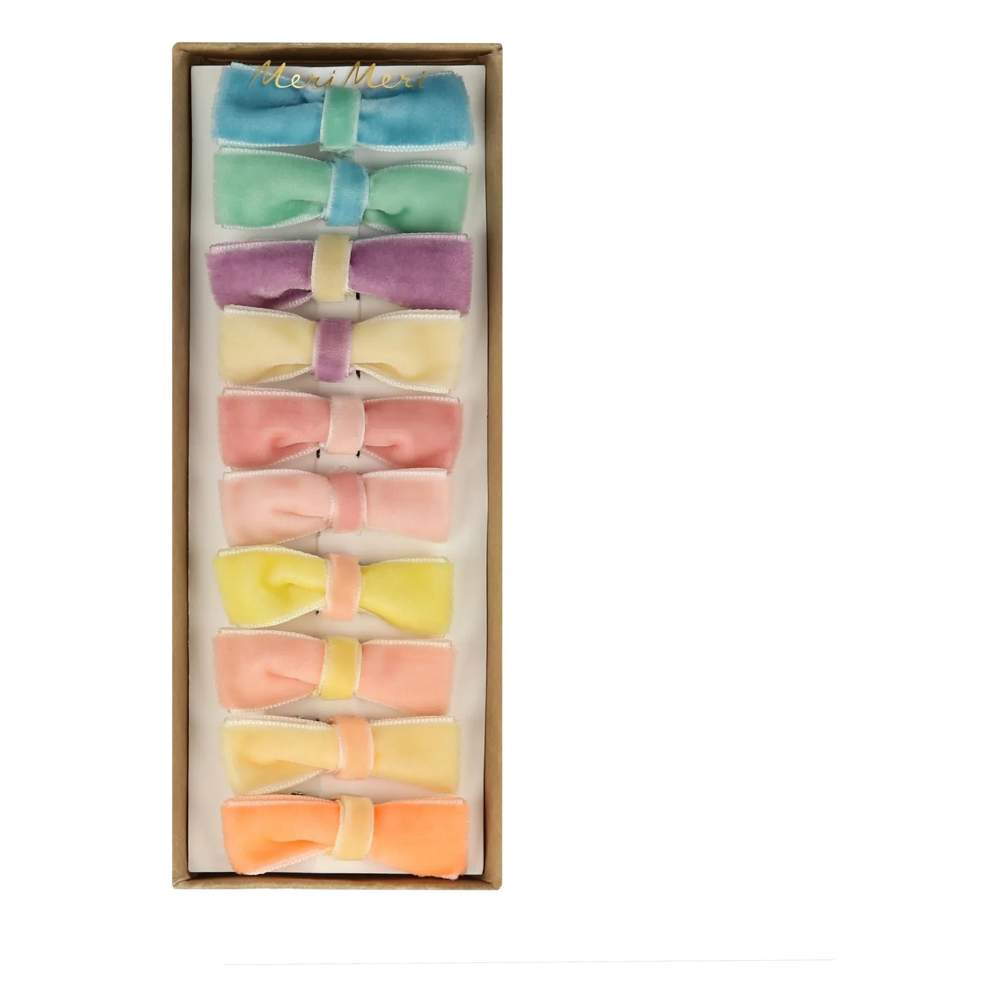 Meri Meri - Samt-Haarspangen mit Schleife - 10er Set | Pastell