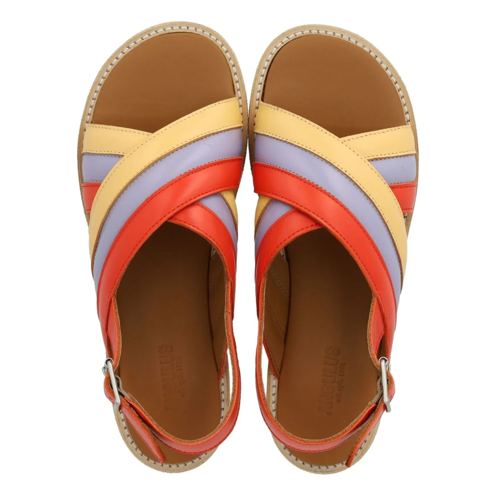 Angulus - Sandalen mit gekreuzten Riemen und Farbblock | Blassgelb