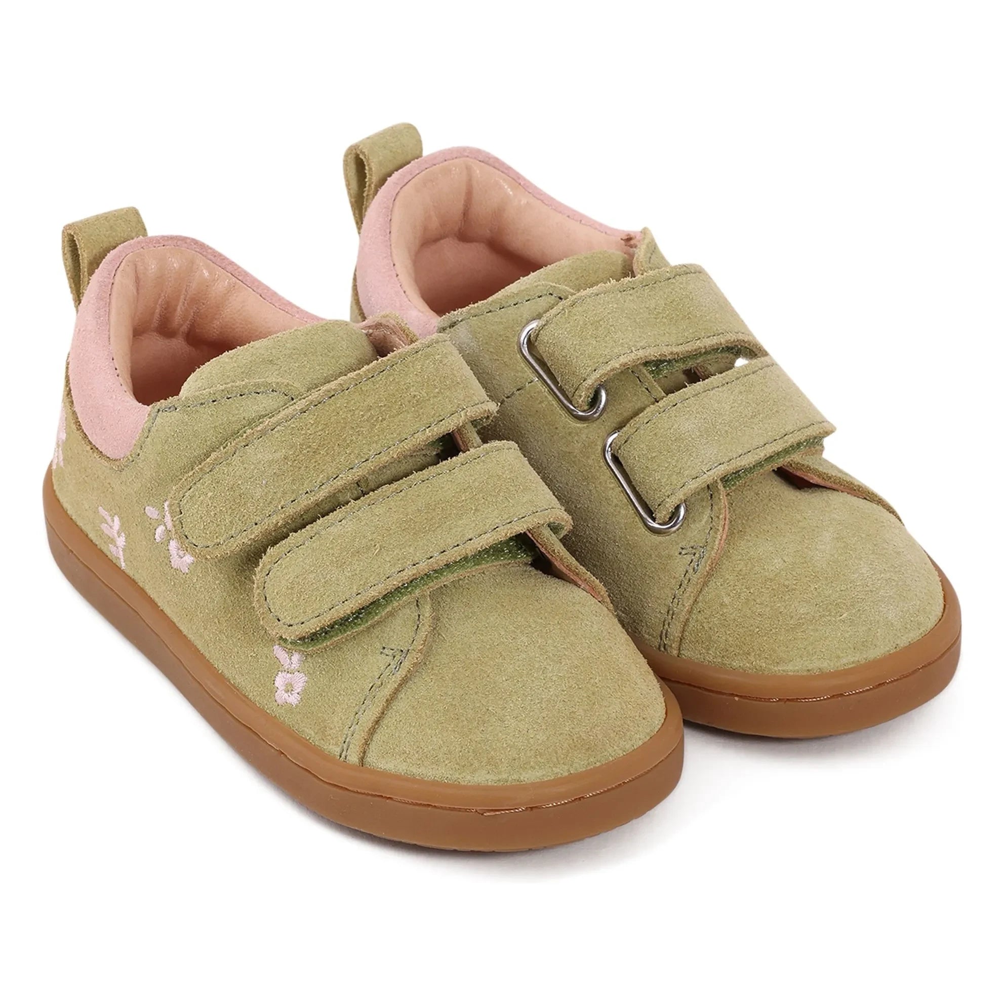 Lazare - Mahaut Fleuries Wildleder-Sneaker mit Kratzern | Mandelgrün