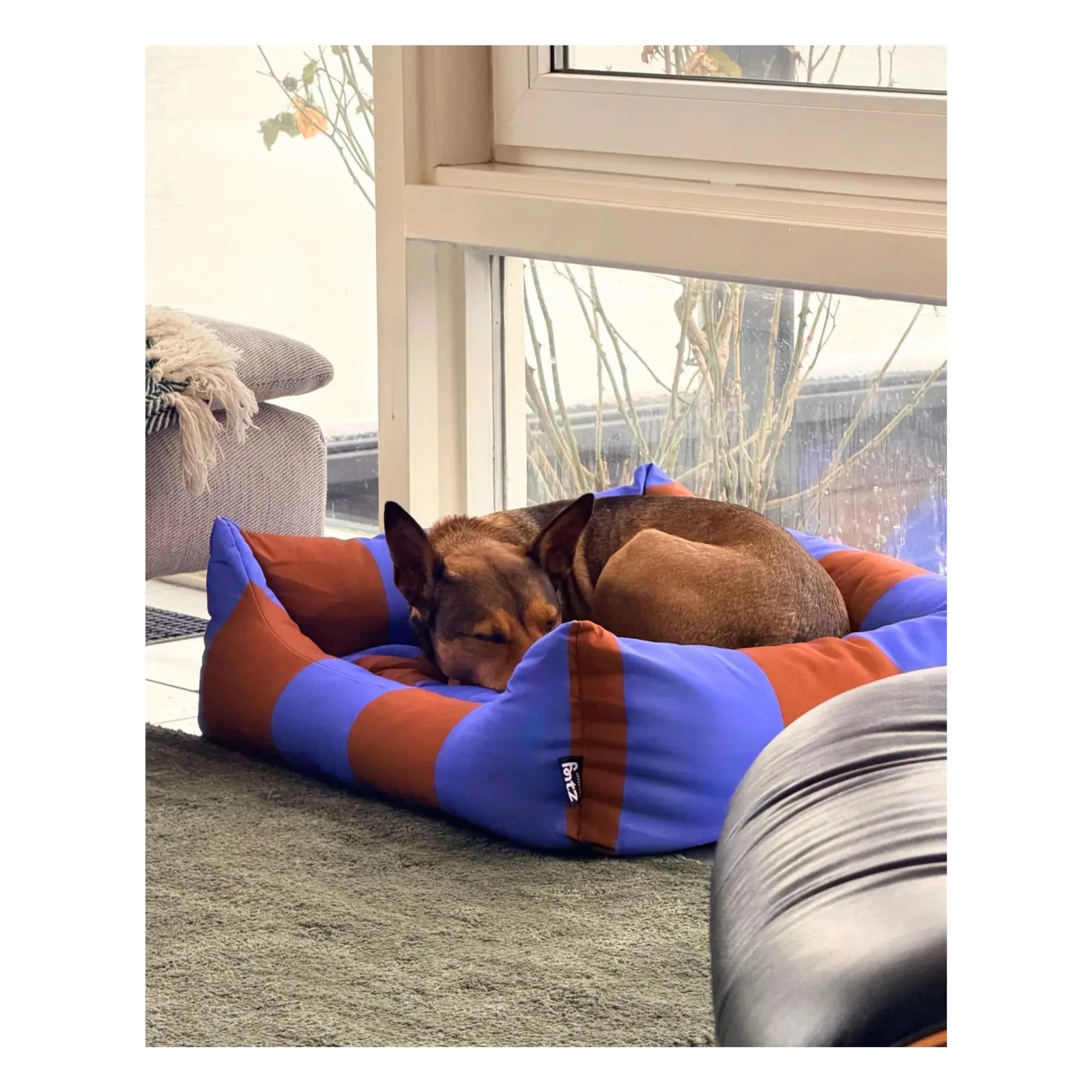 Approved by Fritz - Gestreiftes Hundebett | Lila