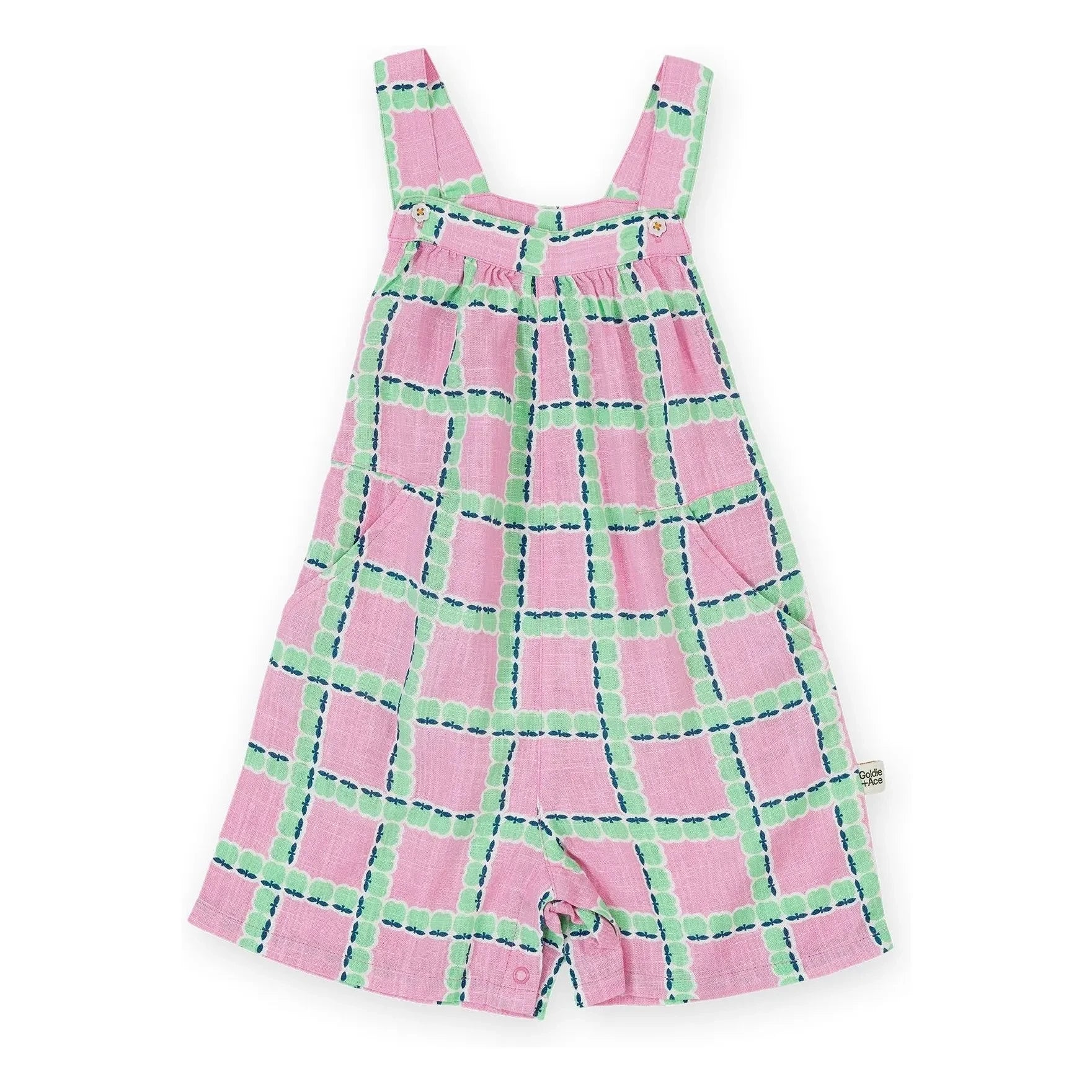 Goldie + Ace - Carreaux Kurzer Overall | Rosa