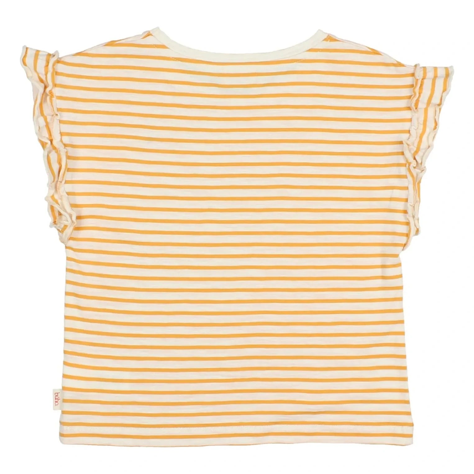 Búho - Gestreiftes T-Shirt aus Bio-Baumwolle mit Erdbeeren | Gelb