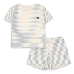 Konges Sløjd - Famo Gestreiftes Set aus Bio-Baumwolle T-Shirt und Shorts | Blau